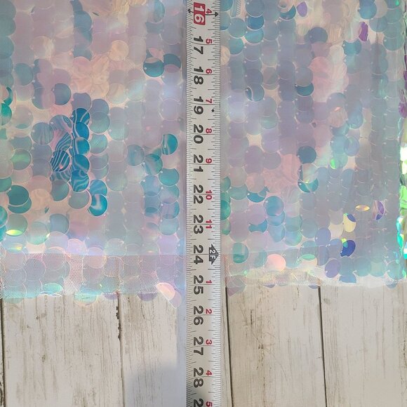 Boutique Mermaid Scales Iridescent Sequin Mini Dress Party Costume Cosplay NEW - Picture 7 of 9